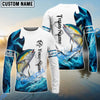 BlueJose Customize Name Tuna Fishing Water & White 3D Shirts