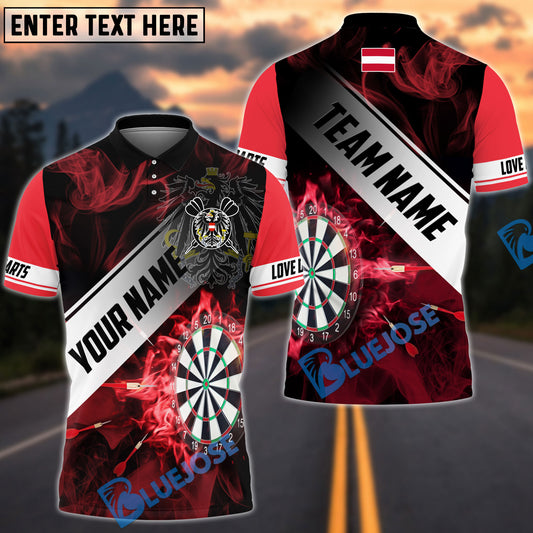 BlueJose Darts Austria Flag Personalized Name, Team Name Shirt
