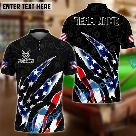 BlueJose Billiards Ball 8 Patriotic Scratch Personalized Shirt (2 Colors)