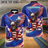 BlueJose USA Flag Bowling Eagle Thunder Energy Customized Name, Team Name 3D Shirt