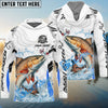 Bluejose Red Fish Fishing White Black Curve Pattern Design Custom Name & Team Name 3D Shirts
