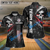 BlueJose Bowling And Pins Grim Skull with American Flag Personalized Name, Team Name Shirt