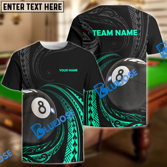 BlueJose Billiards 8 Ball Rolling Tribal Pattern Personalized Name, Team Name Shirt