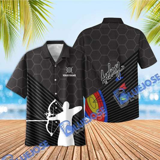 BlueJose Archery Target & Archery Man 3D Hawaiian Shirt