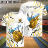 BlueJose Bowling And Pins Fire Zigzag Customized Name 3D Shirt (4 Colors)