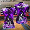 BlueJose Bowling & Pins Sexy Gothic Woman Flame Rose Customized Name, Team Name 3D Shirt (4 Colors)