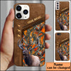 BlueJose Elk Hunting Premium Brown Pattern Personalized Name Phone Case (4 colors)