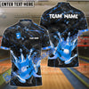 BlueJose Bowling And Pins Crown Premium Customized Name 3D Shirt (4 Colors)