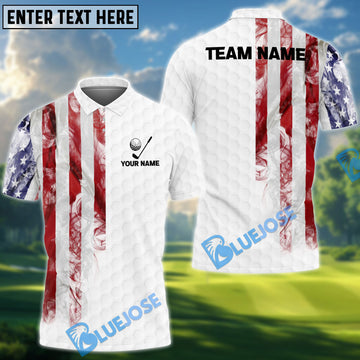 BlueJose Golf US Flag with Ball Pattern Customized Name, Team Name 3D Shirts