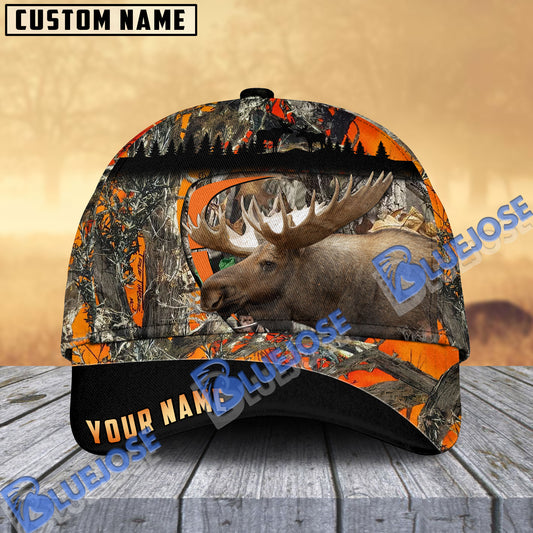 BlueJose Boomerang Moose Hunting Orange Camo Personalized Cap