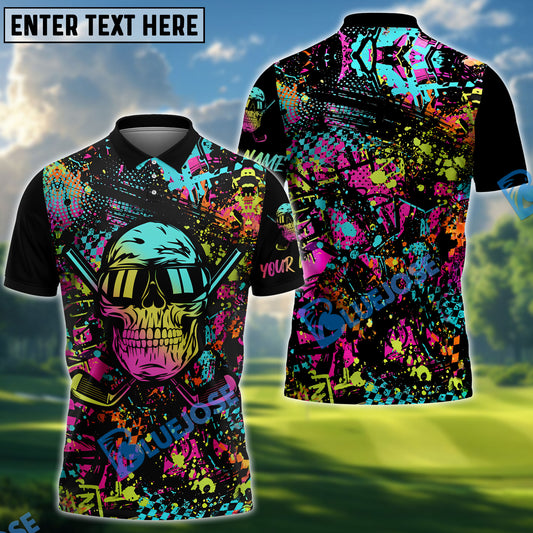 BlueJose Golf Skull Graffiti Personalized Name 3D Shirt