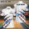 BlueJose Bowling And Pins USA Flags Ripped Claw Patriotic Design Customized Name, Team Name 3D Shirt