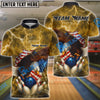BlueJose Bowling And Pins Patriot Eagle Flag Thunderstorm Customized Name, Team Name 3D Shirt (4 Colors)