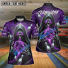 BlueJose Bowling And Pins Skull Grim Reaper Lightning Customized Name, Team Name 3D Shirt (4 Colors)