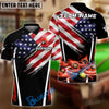 BlueJose Billiards 8-Ball USA Flag Flaming Pool Balls Graphic Customized Name, Team Name 3D Shirt (4 Colors)