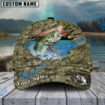 BlueJose Bass Fish Camouflage Fishing Personalized Cap