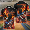 BlueJose Bowling & Pins Burning Eagle American Flag Patriot Customized Name, Team Name 3D Shirt (4 Colors)