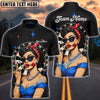BlueJose Darts Pinup Girl Retro Style Multicolor Options Personalized Name Shirt (4 Colors)