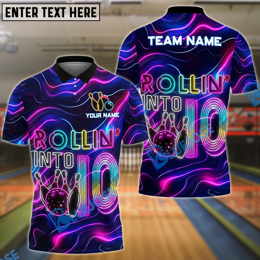 BlueJose Bowling Neon Rollin’ Into 10 Personalized Name, Team Name 3D Shirt