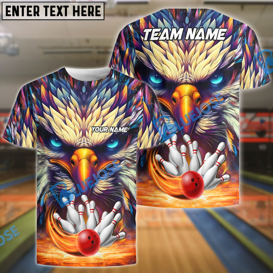 BlueJose Bowling Eagle Color Premium Customized Name, Team Name 3D Shirt