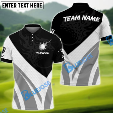 BlueJose Golf Fire Ball Plus Customized Name, Team Name 3D Shirts (3 Colors)