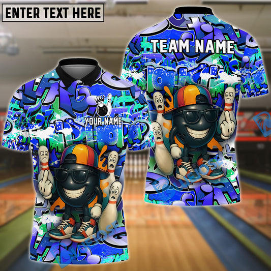 BlueJose Graffiti Bowling Attitude Customized Name, Team Name 3D Shirt (4 Colors)
