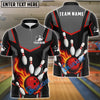BlueJose Bowling And Pins Flaming Strike Customized Name, Team Name 3D Shirt (4 Colors)
