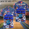 BlueJose Graffiti Bowling Ball & Pins Funny Never Give Up Customized Name, Team Name 3D Shirt (4 Colors)