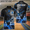 BlueJose Bowling And Pins Volcano Lava Explosion Lightning Customized Name, Team Name 3D Shirt (4 Colors)