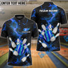 BlueJose Bowling And Pins Galaxy Thunder Lightning Pattern Customized Name, Team Name 3D Shirt (4 Colors)