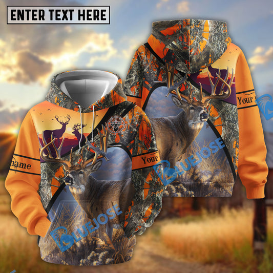 BlueJose Deer Hunting Orange Pattern Customized Name 3D Shirts