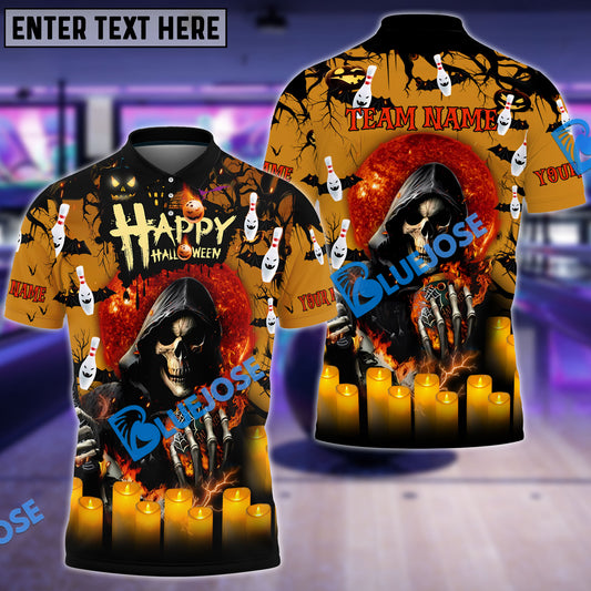 BlueJose Bowling And Pins Happy Halloween Customized Name 3D Shirt (4 Colors)