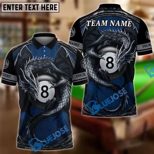 BlueJose Billiards Ball 8 Dragon Owner Personalized Name & Team Name Shirt (4 Colors)
