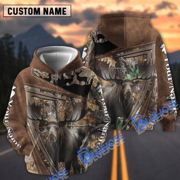 BlueJose Personalized Name Wilderness Moose Hunting 3D Shirts ( 3 Colors )