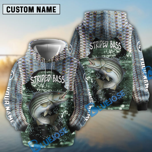 BlueJose Striped Bass Fishing Moss Custom Long Sleeve Performance Fishing Long Sleeves