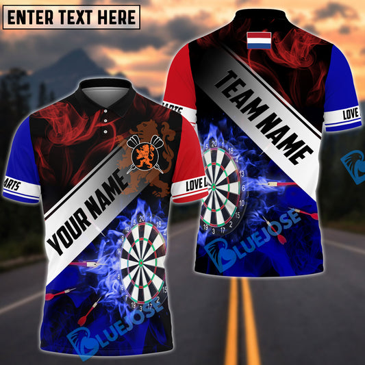 BlueJose Darts Netherlands Flag Personalized Name, Team Name Shirt