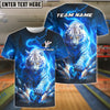 BlueJose Bowling And Pins White Tiger Lightning Storm Tiger Claw Gripping Ball Customized Name, Team Name 3D Shirt (6 Colors)