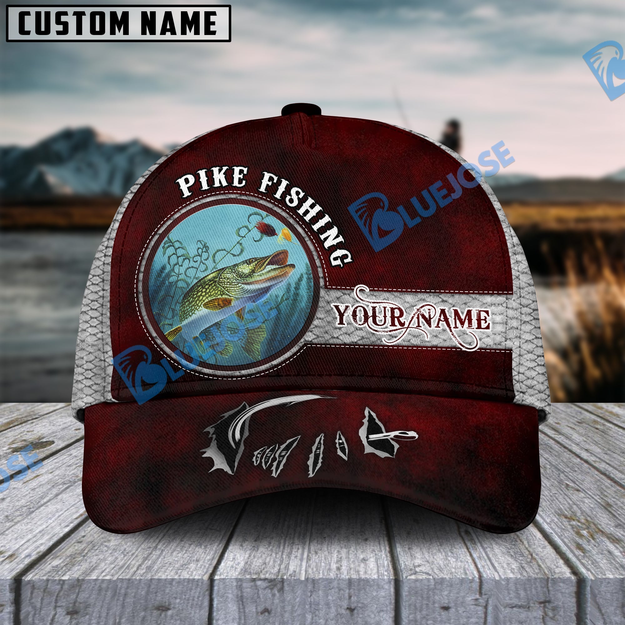 BlueJose Happy Fishing Pike Fish Personalized Cap – Blue Jose