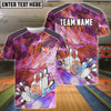 BlueJoses Bowling And Pins Art Of Painting Multicolor Customized Name 3D Shirt ( 4 Colors )