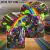 BlueJose Bowling And Pins Rainbow Black Unicorn Punk Customized Name, Team Name 3D Shirt (6 Colors)