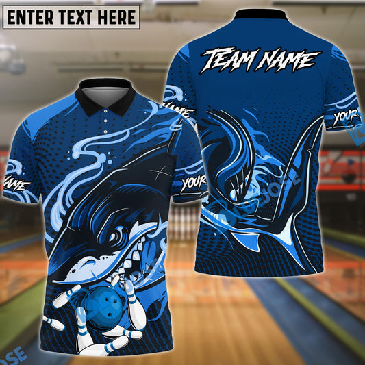 BlueJose Bowling Shark Head Customized Name, Team Name 3D Shirt (4 Colors)