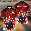 BlueJose Bowling And Pins Flame Angry Ball Customized Name, Team Name 3D Shirt (4 Colors)