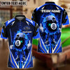 BlueJose Billiards Flaming 8-Ball Cool Style Personalized Name, Team Name Unisex Shirt (4 Colors)