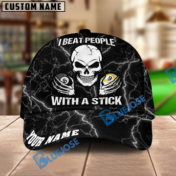 BlueJose Billiards I Beat People With A Stick Personalized Name Cap