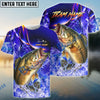 Bluejose Bass Fishing Purple Wave Ocean Splash Design Custom Name & Team Name 3D Shirts