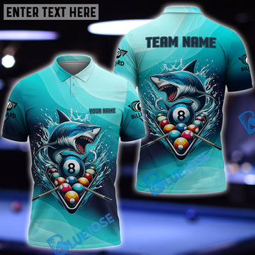 BlueJose Pool Ball Shark Billiards Shirts Personalized Name, Team Name Shirt