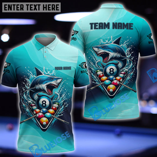 BlueJose Pool Ball Shark Billiards Shirts Personalized Name, Team Name Shirt