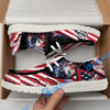 BlueJose Billiards Ball 8 American Flag Patriot White Canvas Loafer Shoes