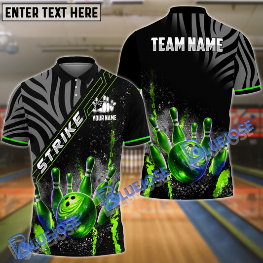 BlueJose Bowling And Pins Galaxy Pattern Multicolor Customized Name 3D Shirt (4 Colors)