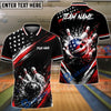 BlueJose Bowling American Flag Strike Splash Customized Name, Team Name 3D Shirt